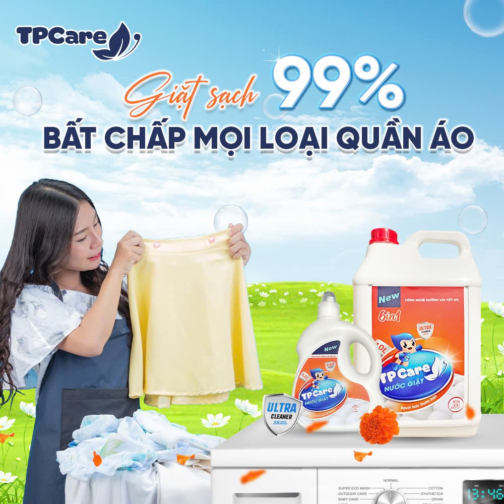 Nước giặt xả TPCare - Bất chấp mọi loại quần áo