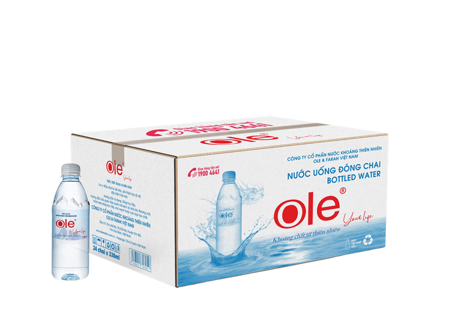 Thùng nước khoáng thiên nhiên Ole 330ml 24 chai