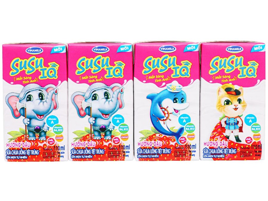 Lốc 4 hộp sữa chua uống dâu SuSu 110ml