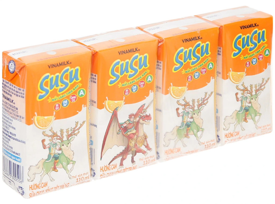 Lốc 4 hộp sữa chua uống cam SuSu 110ml
