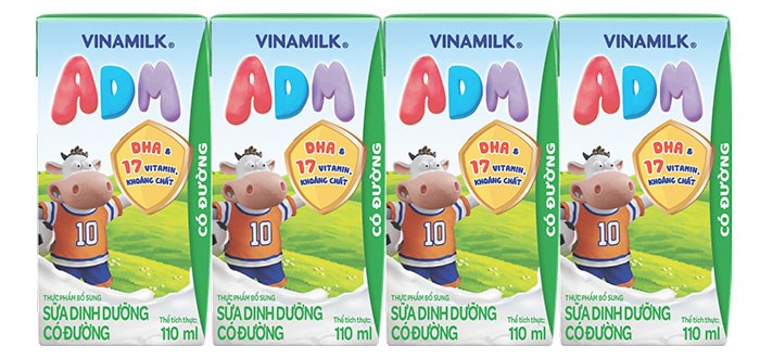 Lốc 4 hộp sữa có đường Vinamilk ADM 110ml