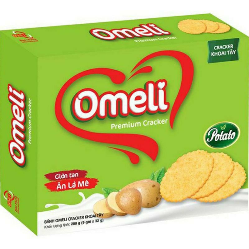 Cùng thưởng thức vị giòn rụm và thơm ngon từ bánh Omely Cracker khoai tây