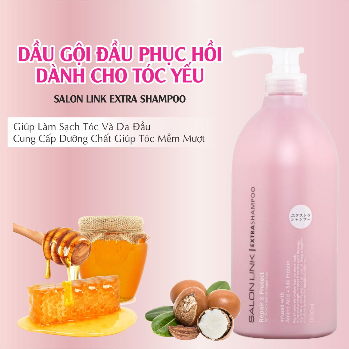 Salon Link Extra - Bộ đôi dầu gội xả mang đến mái tóc suôn mượt và chắc khỏe