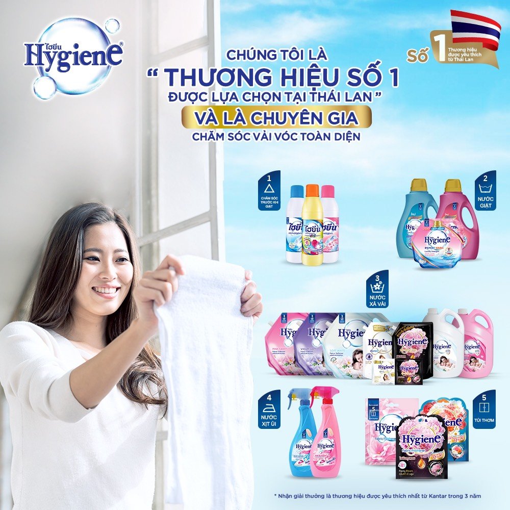 Ngát hương ủi nhàn với nước xịt thơm quần áo Hygiene