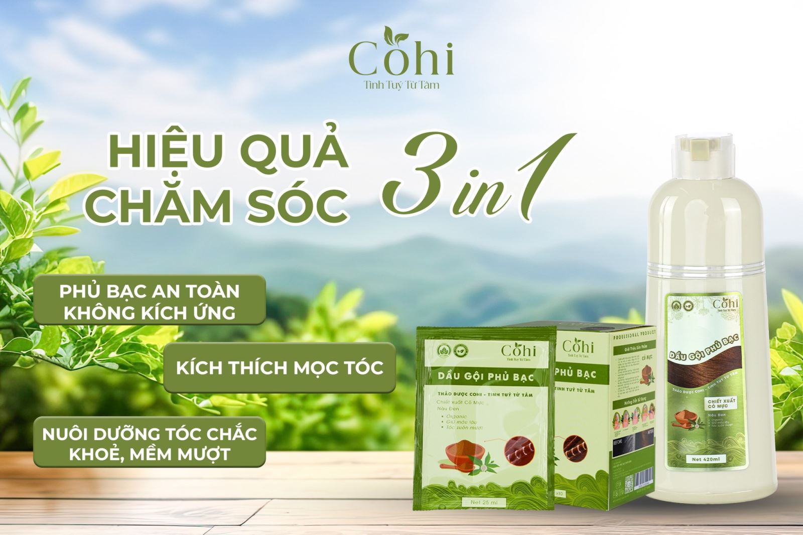 Dầu gội phủ bạc Cohi - Chỉn chu từng chi tiết để mang đến sự hoàn hảo cho tóc bạc của bạn