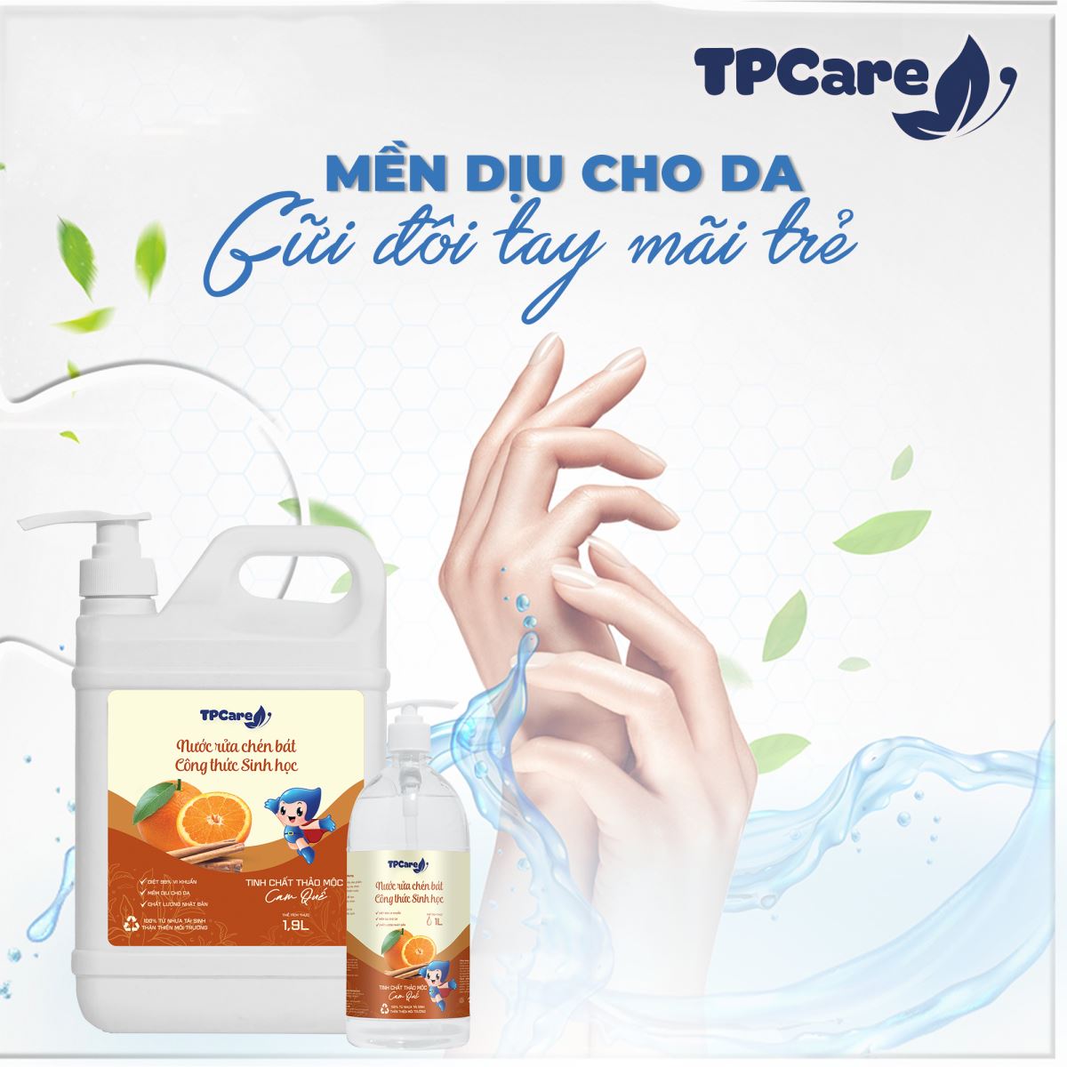 Rửa bát thật vui, chẳng lo hại da cùng nước rửa bát TPCare