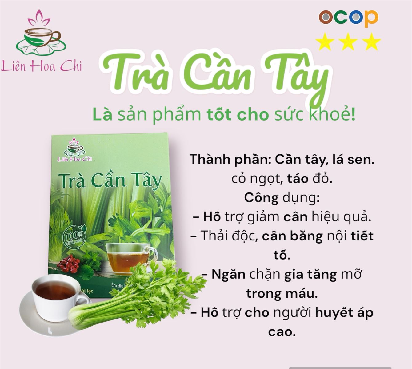 Trà cần tây Liên Hoa Chi - Bí quyết cho giấc ngủ sâu và ngon