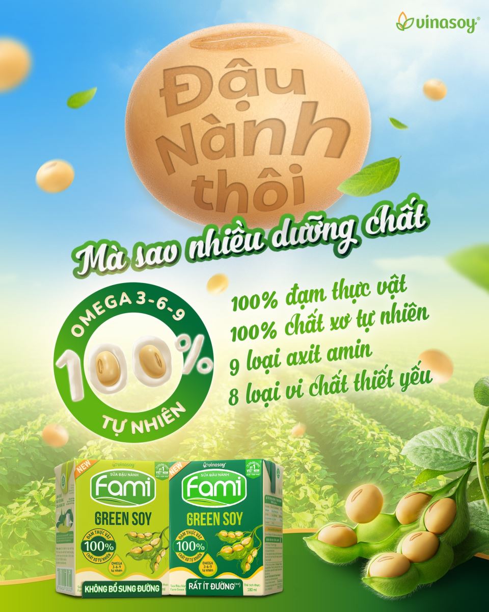 Tận hưởng một ngày tươi mới với sữa đậu nành nguyên chất Fami tốt cho sức khỏe