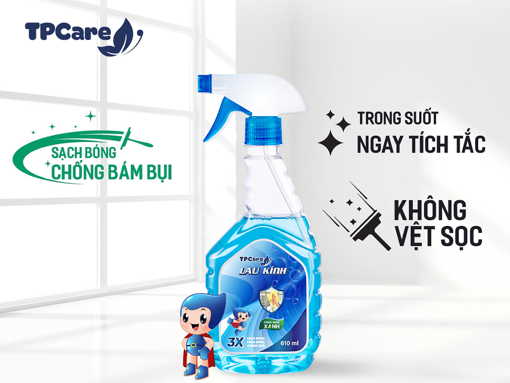Kính sáng trong, bóng loáng nhờ nước lau kính TPCare – Không thể thiếu trong mỗi gia đình!