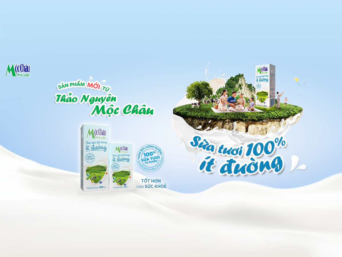 Sự tươi ngon tự nhiên từ sữa tươi tiệt trùng Mộc Châu cho gia đình bạn