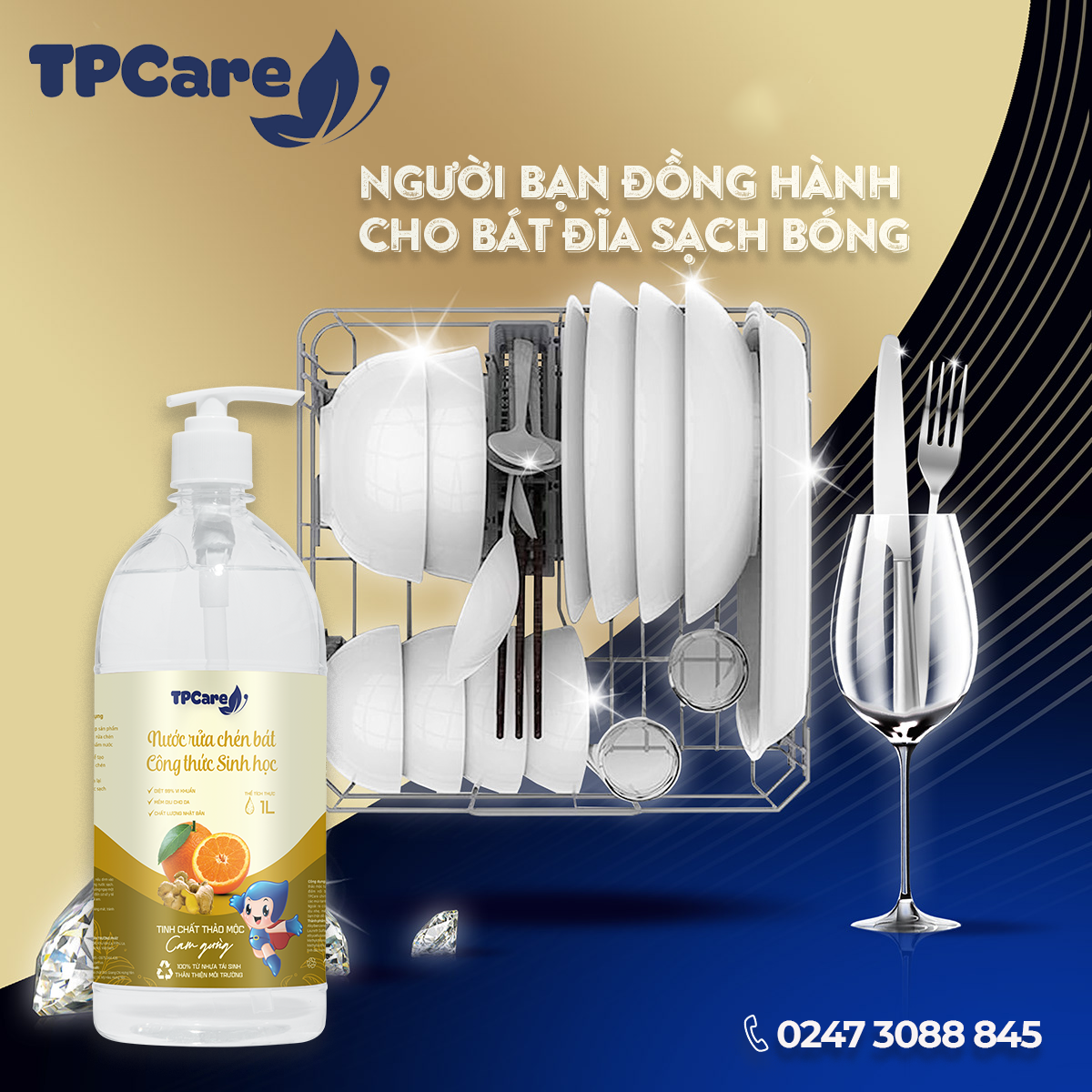 Rửa bát thật vui, chẳng lo hại da cùng nước rửa bát TPCare