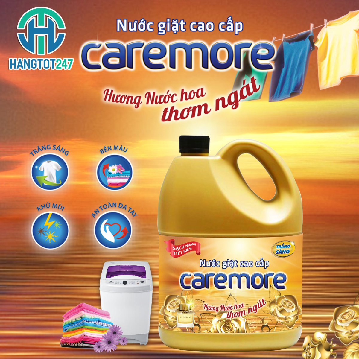 Nâng tầm giặt là với nước giặt Caremore hương nước hoa