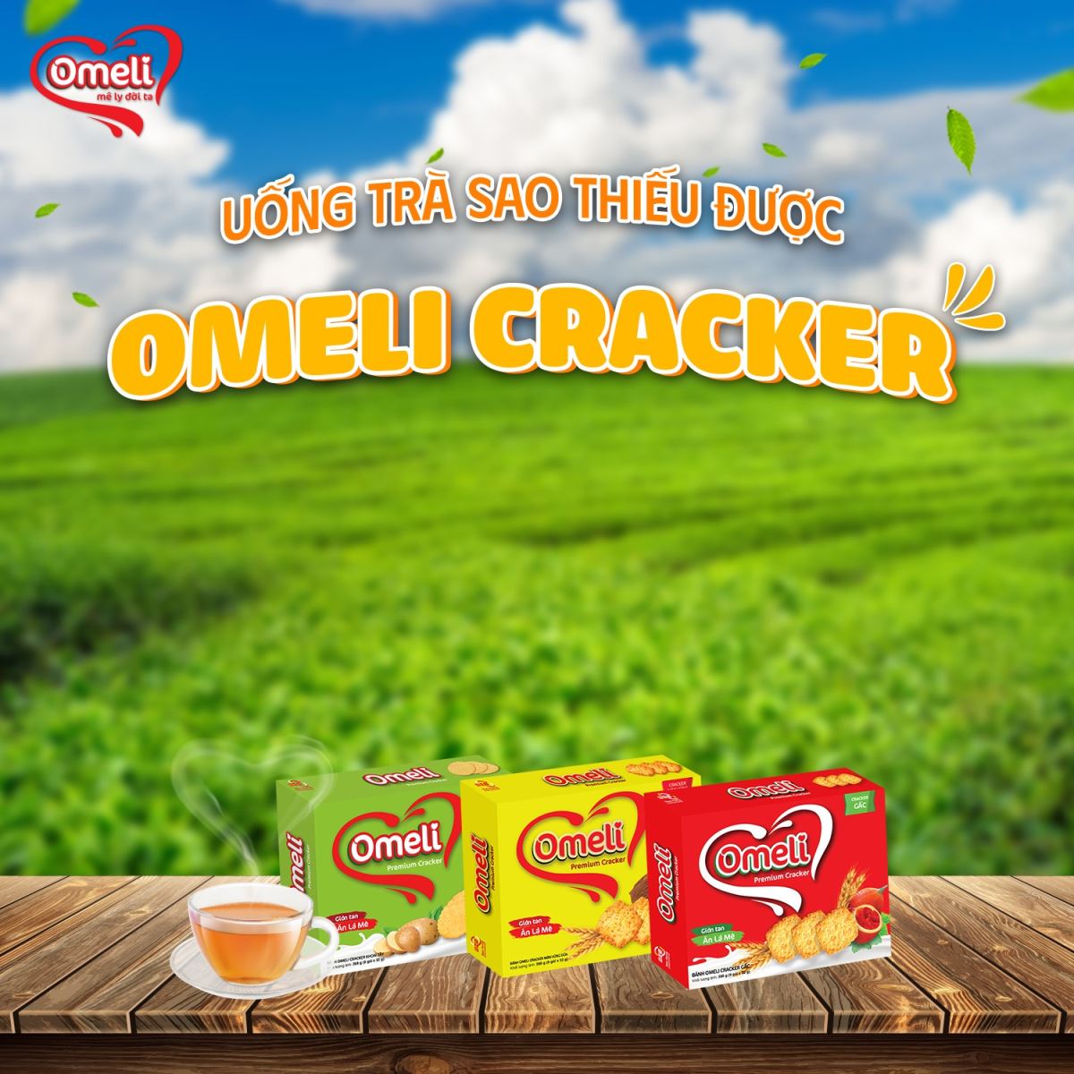 Cùng thưởng thức vị giòn rụm và thơm ngon từ bánh Omely Cracker khoai tây