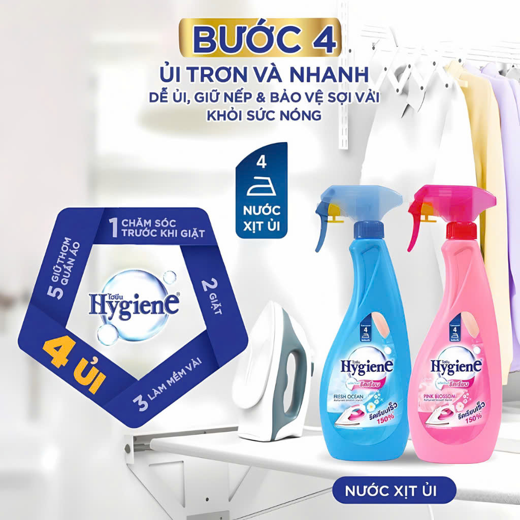Ngát hương ủi nhàn với nước xịt thơm quần áo Hygiene