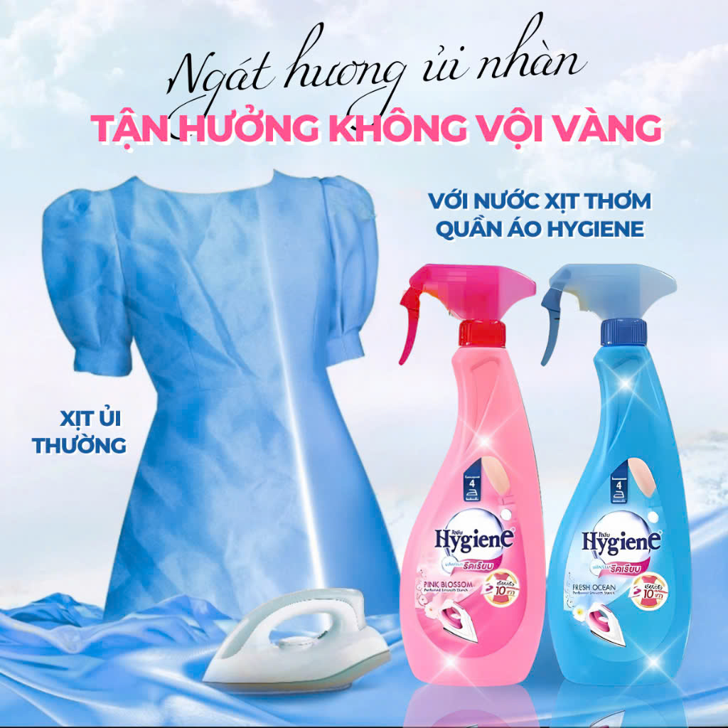 Ngát hương ủi nhàn với nước xịt thơm quần áo Hygiene