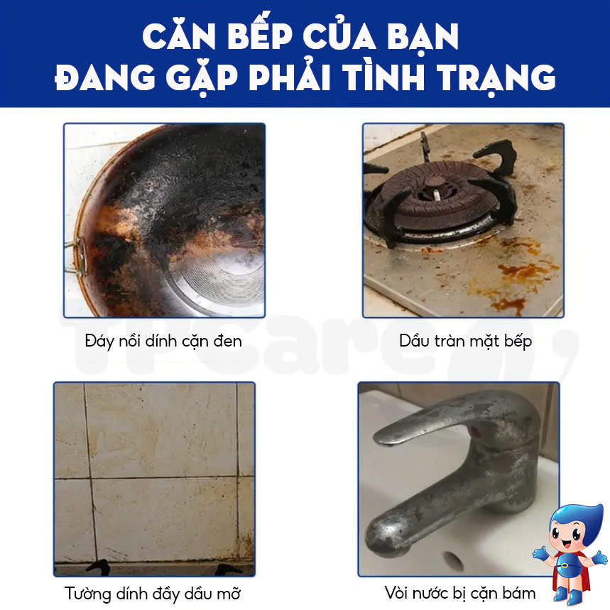 Đánh bay dầu mỡ cứng đầu với nước tẩy rửa TPCare